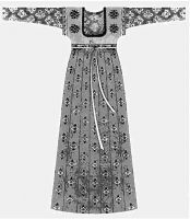 唐代袒领套衫半臂及襦裙穿戴图。这件衣服的领口开得很低,像现在欧美礼服的风格,可见当时社会是很开放的。