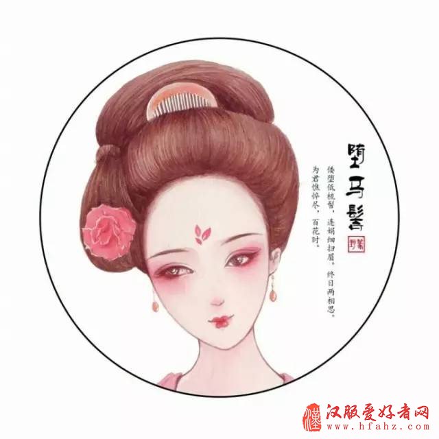 抛家髻 唐末京师妇女梳发,以两鬓抱面,状如椎髻,名曰"抛家髻".