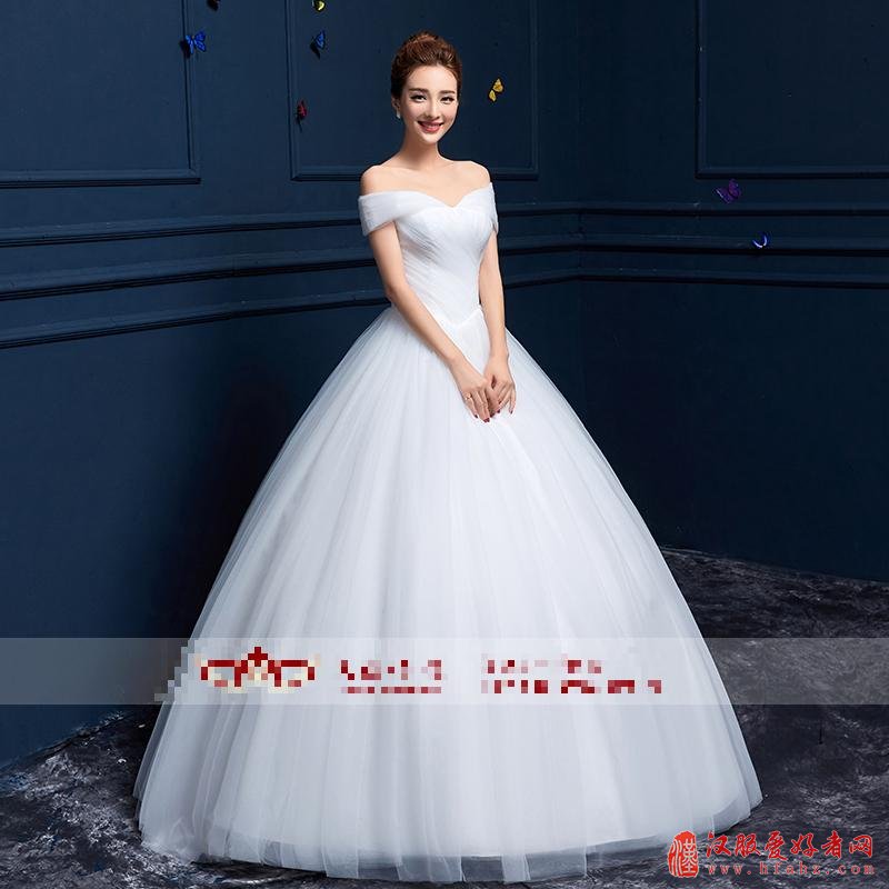 薇好婚纱 新款2017新娘结婚婚纱一字肩婚纱A字裙
