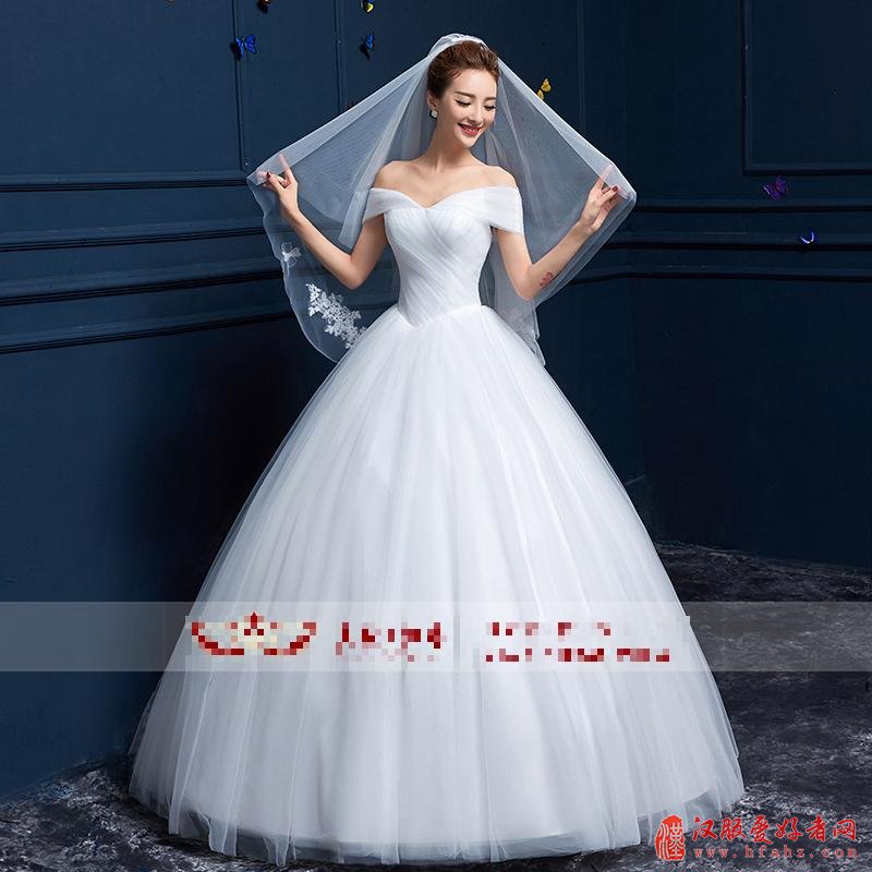 薇好婚纱 新款2017新娘结婚婚纱一字肩婚纱A字裙