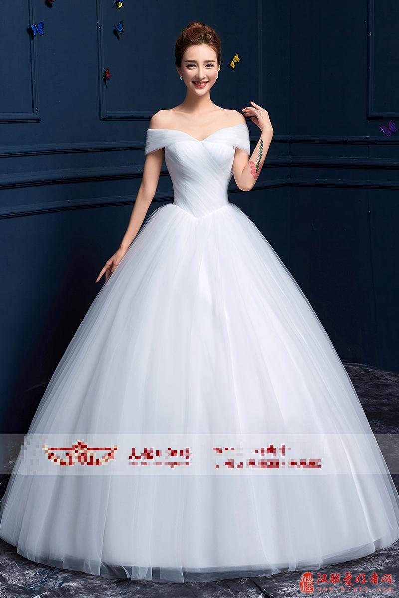 薇好婚纱 新款2017新娘结婚婚纱一字肩婚纱A字裙